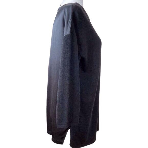 Neiman Marcus Cashmere Silk Boxy Sweater Black Medium Minimalist Luxe EUC - Picture 10 of 16